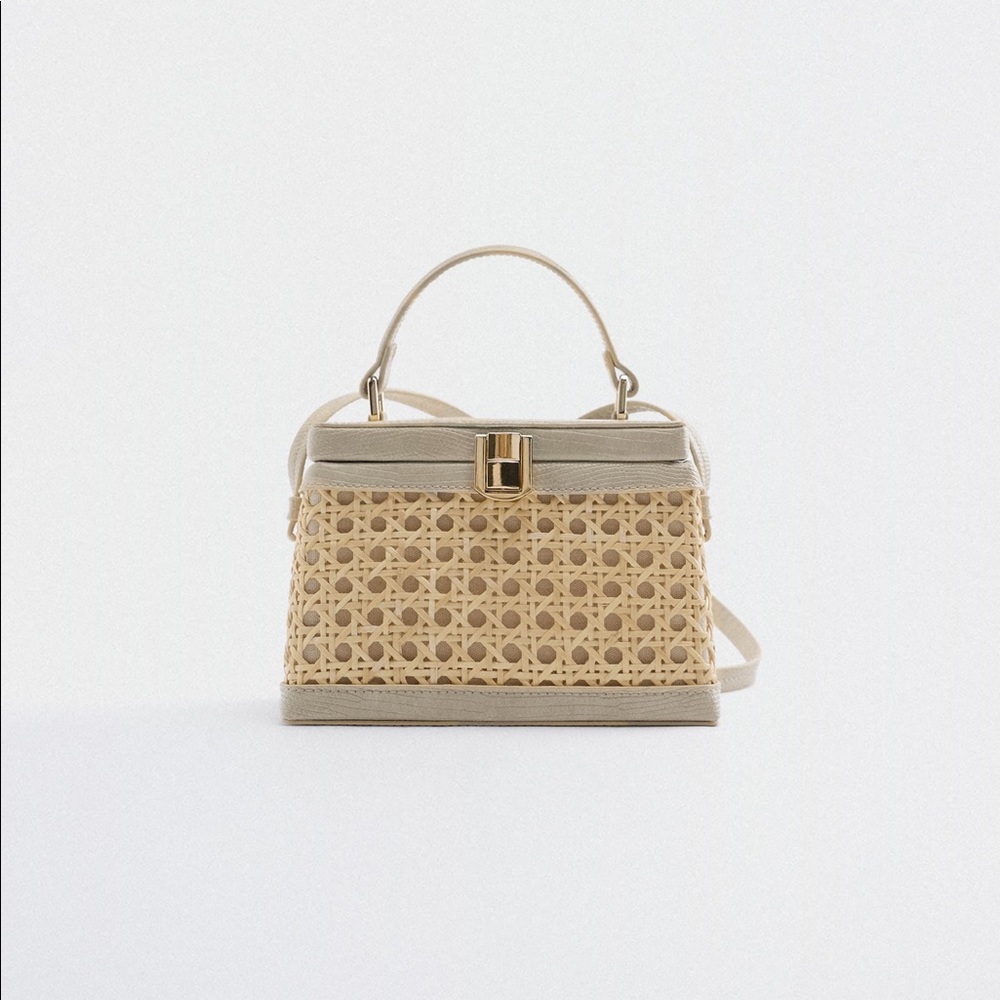 Zara Woven Rattan Box Bag